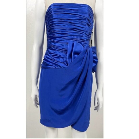 VICKY TIEL BLUE RUNWAY COUTURE DRESS XS - Picture 2 of 12